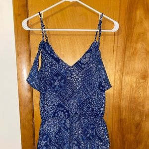 Silky blue and white romper